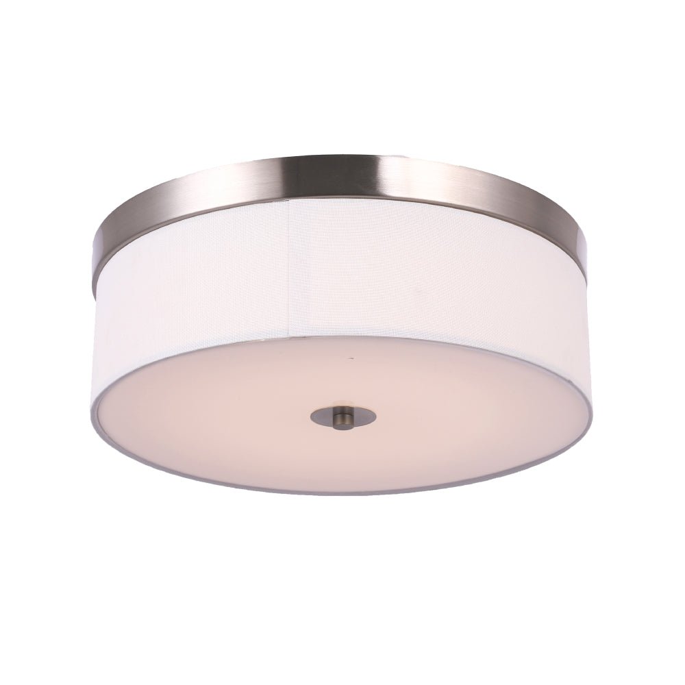 15 in. Drum Shape LED Flush Ceiling Mount Light, 20W, 4000K (Cool White), 2800LM Brushed Nickel Finish & Milky White Acrylic Shade, Hallway Light Fixtures