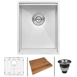 15" Workstation Bar Prep Sink Ledge Undermount 16 Gauge Stainless Steel Single Bowl