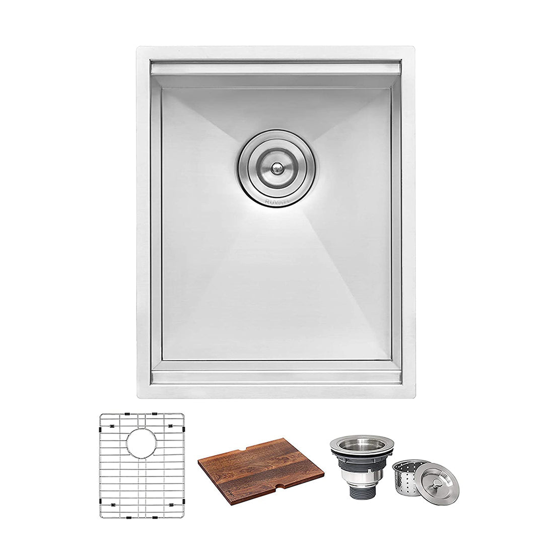 15" Workstation Bar Prep Sink Ledge Undermount 16 Gauge Stainless Steel Single Bowl