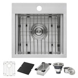 15 x 15 inch Marine Grade T-316 Workstation Topmount RV Boat Outdoor Sink Stainless Steel