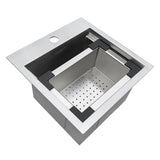 15 x 15 inch Marine Grade T-316 Workstation Topmount RV Boat Outdoor Sink Stainless Steel