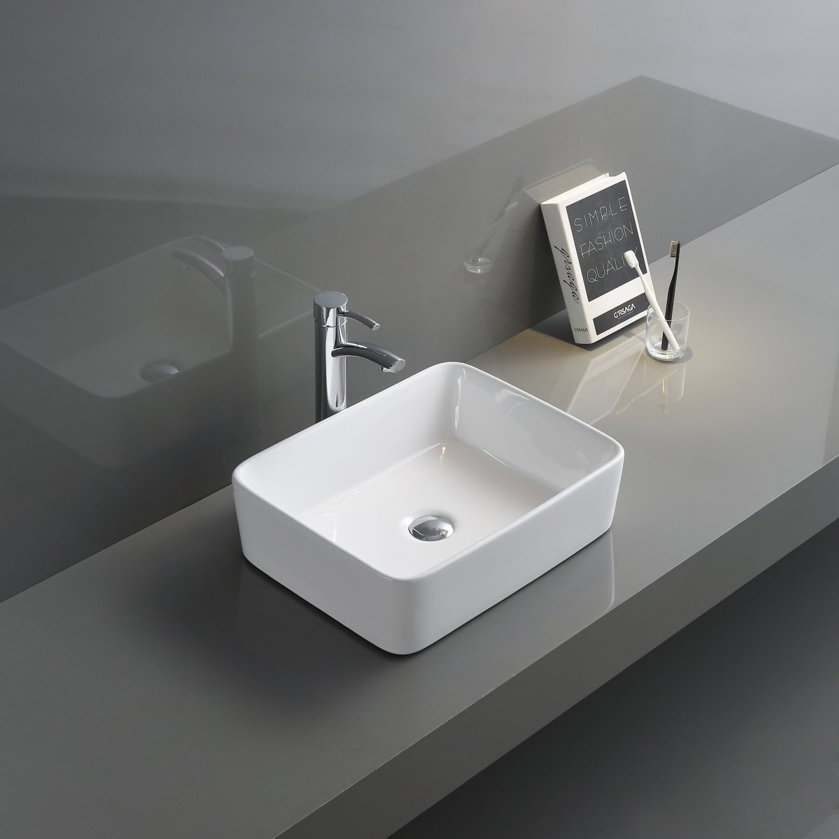 15 x 15 inch White Bathroom Vessel Sink Above Counter Porcelain Ceramic