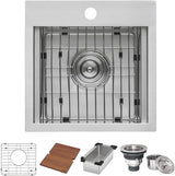 15 x 15 inch Workstation Drop-in Topmount Bar Prep RV Sink 16 Gauge Stainless Steel