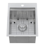 15 x 20 inch Marine Grade T-316 Workstation Topmount RV Boat Outdoor Sink Stainless Steel