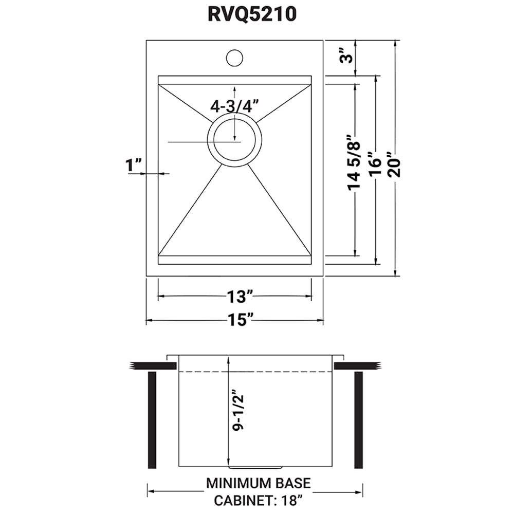 15 x 20 inch Marine Grade T-316 Workstation Topmount RV Boat Outdoor Sink Stainless Steel