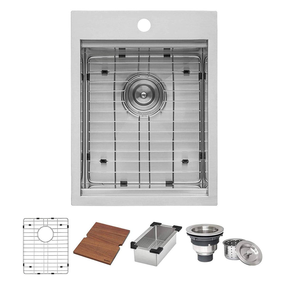 15 x 20 inch Workstation Drop-in Topmount Bar Prep RV Sink 16 Gauge Stainless Steel