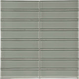1.5 X 6 In Stacked Element Smoke Dark Colors Glass Mosaic