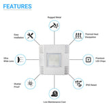150 Watt LED Canopy Light, 5700K, 19000LM, AC100-277V, DLC Premium Recessed Surface Mount, For High Bay Carport, Gas Stations, Indoor Parking, Underpasses, Loading Docks, Outdoor Area Light
