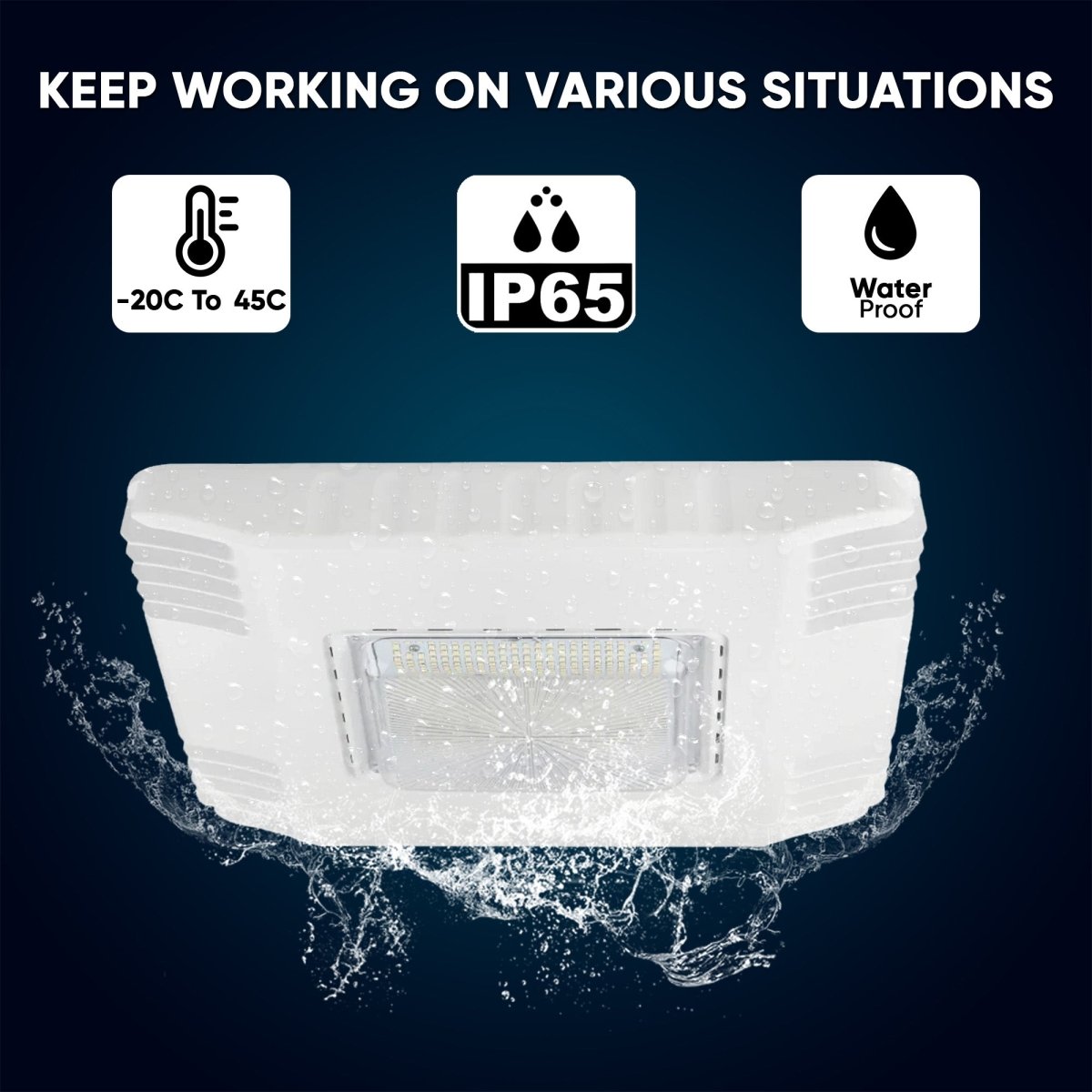 150 Watt LED Canopy Light, 5700K, 19000LM, AC100-277V, DLC Premium Recessed Surface Mount, For High Bay Carport, Gas Stations, Indoor Parking, Underpasses, Loading Docks, Outdoor Area Light