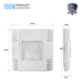 150 Watt LED Canopy Light, 5700K, 19000LM, AC100-277V, DLC Premium Recessed Surface Mount, For High Bay Carport, Gas Stations, Indoor Parking, Underpasses, Loading Docks, Outdoor Area Light