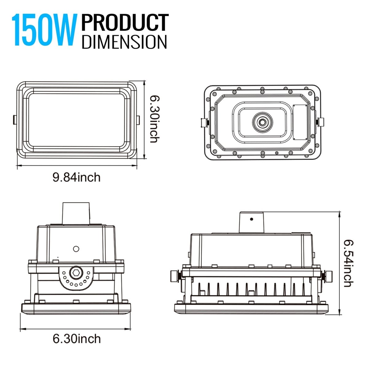150 Watt LED Explosion Proof Flood Light, A Series, Dimmable, 5000K, 20250LM, AC200-480V, IP66, Hazardous Location Lighting Fixtures