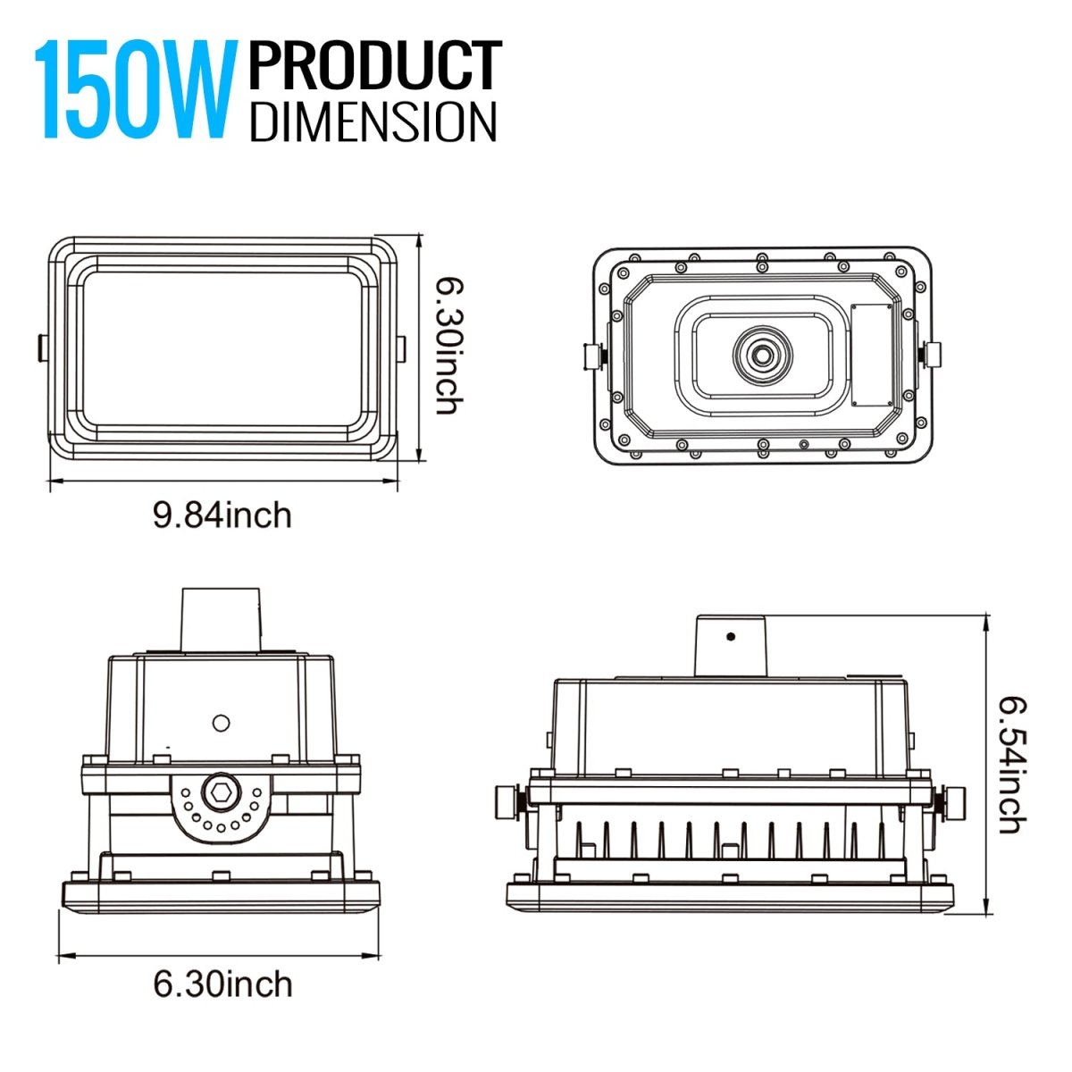 150 Watt LED Explosion Proof Flood Light, D Series, Non Dimmable, 5000K, 20250LM, AC100-277V, IP66, Hazardous Location Lighting Fixtures