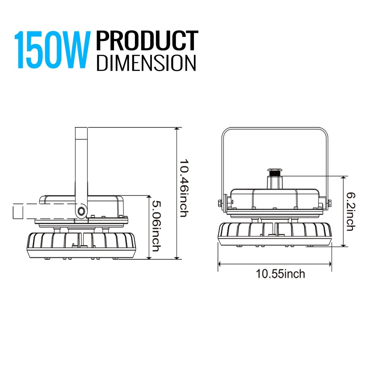 150 Watt LED Explosion Proof Round High Bay Light, B Series, Dimmable, 5000K, 20250LM, AC100-277V, IP66, Hazardous Location Lighting Fixtures