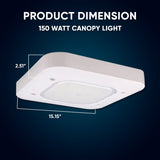 150W LED Canopy Light, 15600LM, 5700K, UL, Damp/Wet Locations, For Gas Stations, High Bay Carport, Indoor Parking, Underpasses, Loading Docks, Outdoor Area Light