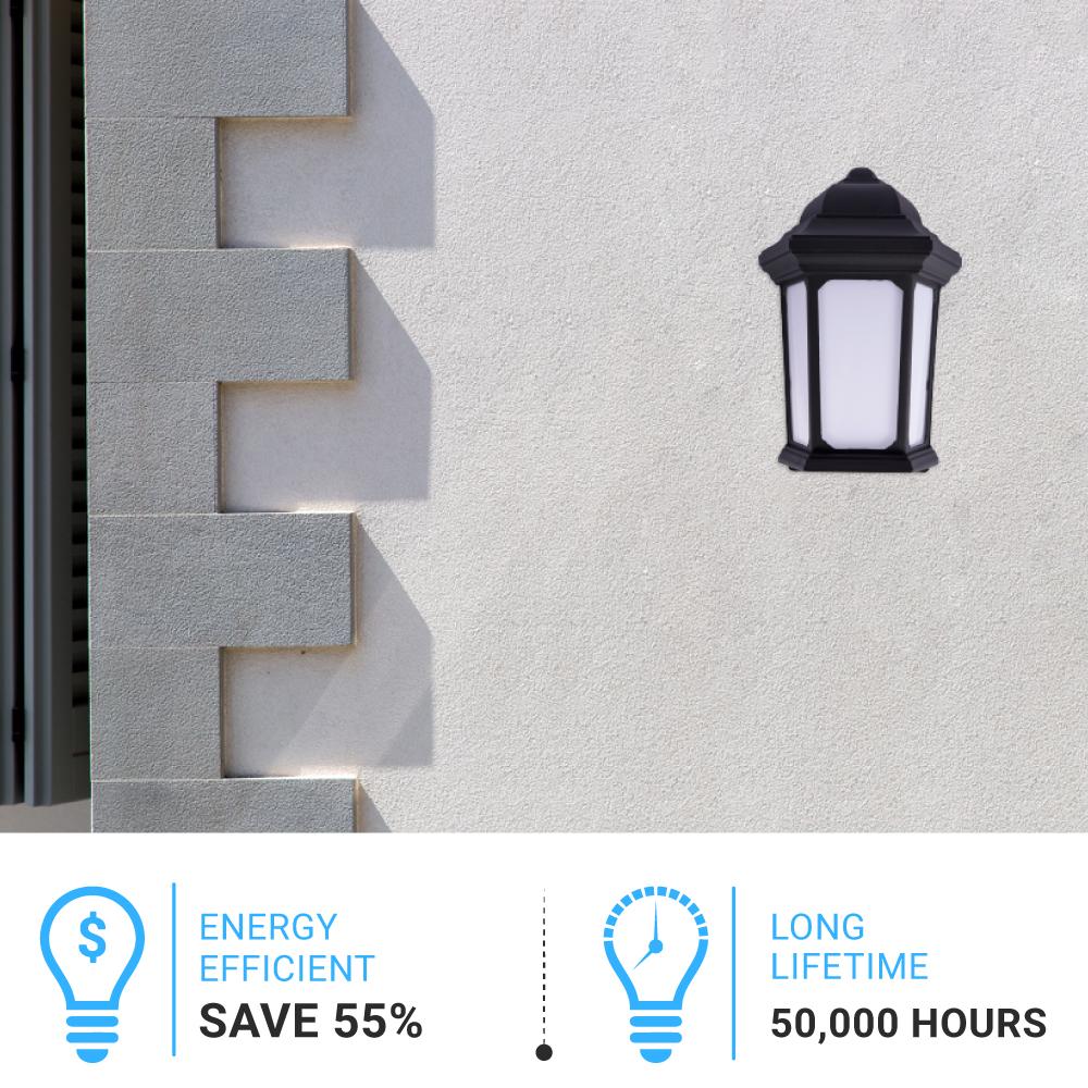 15W LED Outdoor Wall Sconce lighting Fixtures, 5000K (Daylight White), Textured Black Finish, 800 Lumens, ETL Listed