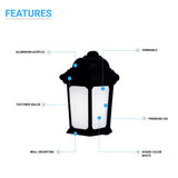 15W LED Outdoor Wall Sconce lighting Fixtures, 5000K (Daylight White), Textured Black Finish, 800 Lumens, ETL Listed