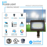 15W Outdoor LED Flood Security Lights, 5700K, 1730LM, IP65 Waterproof Landscape Lighting, Knuckle Mount, Bronze, Outdoor Garden Area Security Floodlight