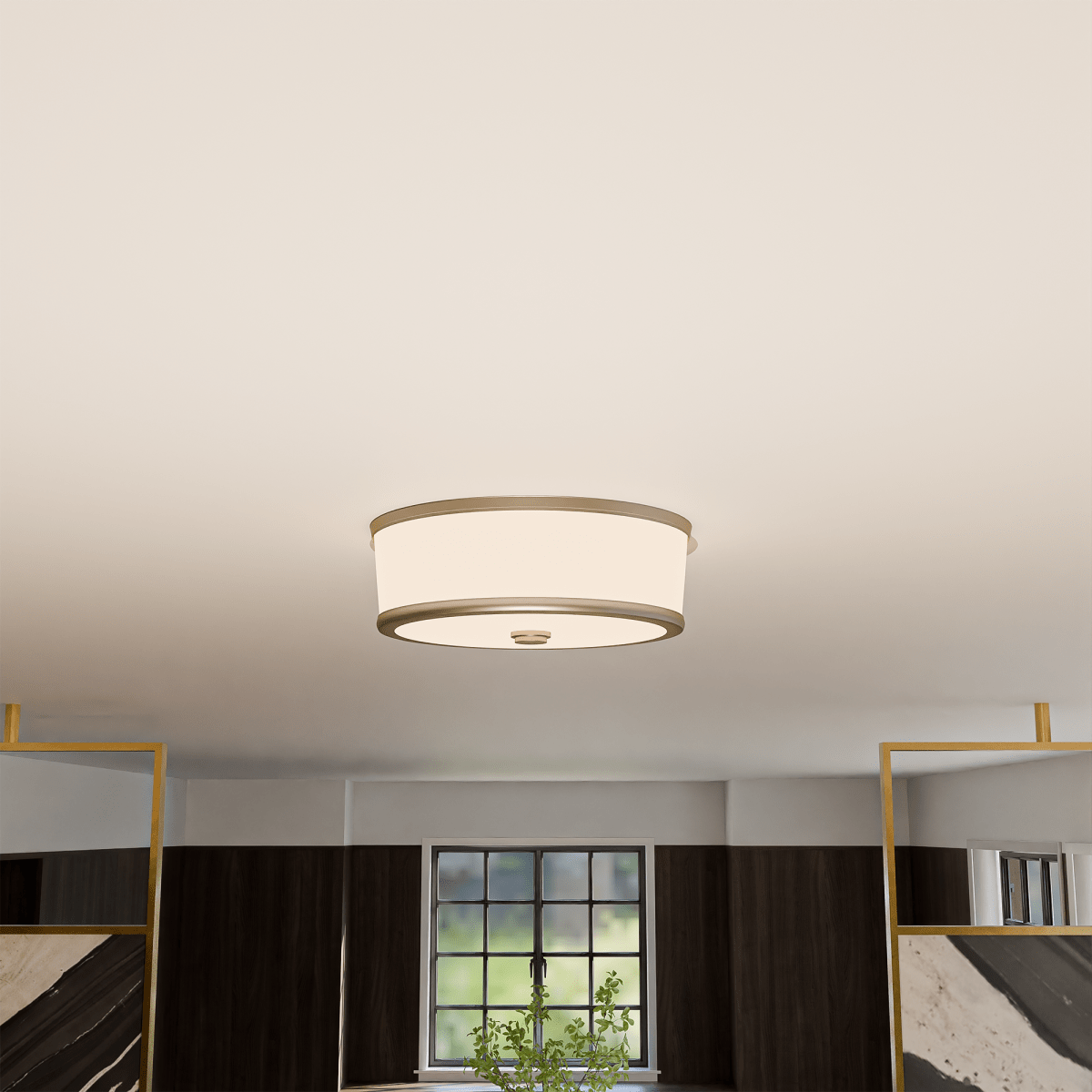 16 in. LED Flush Mount Ceiling Lights, 26W, 1142 Lumens, 5000K, 120 V, 90+ CRI, Dimmable, Brush Nickel Finish