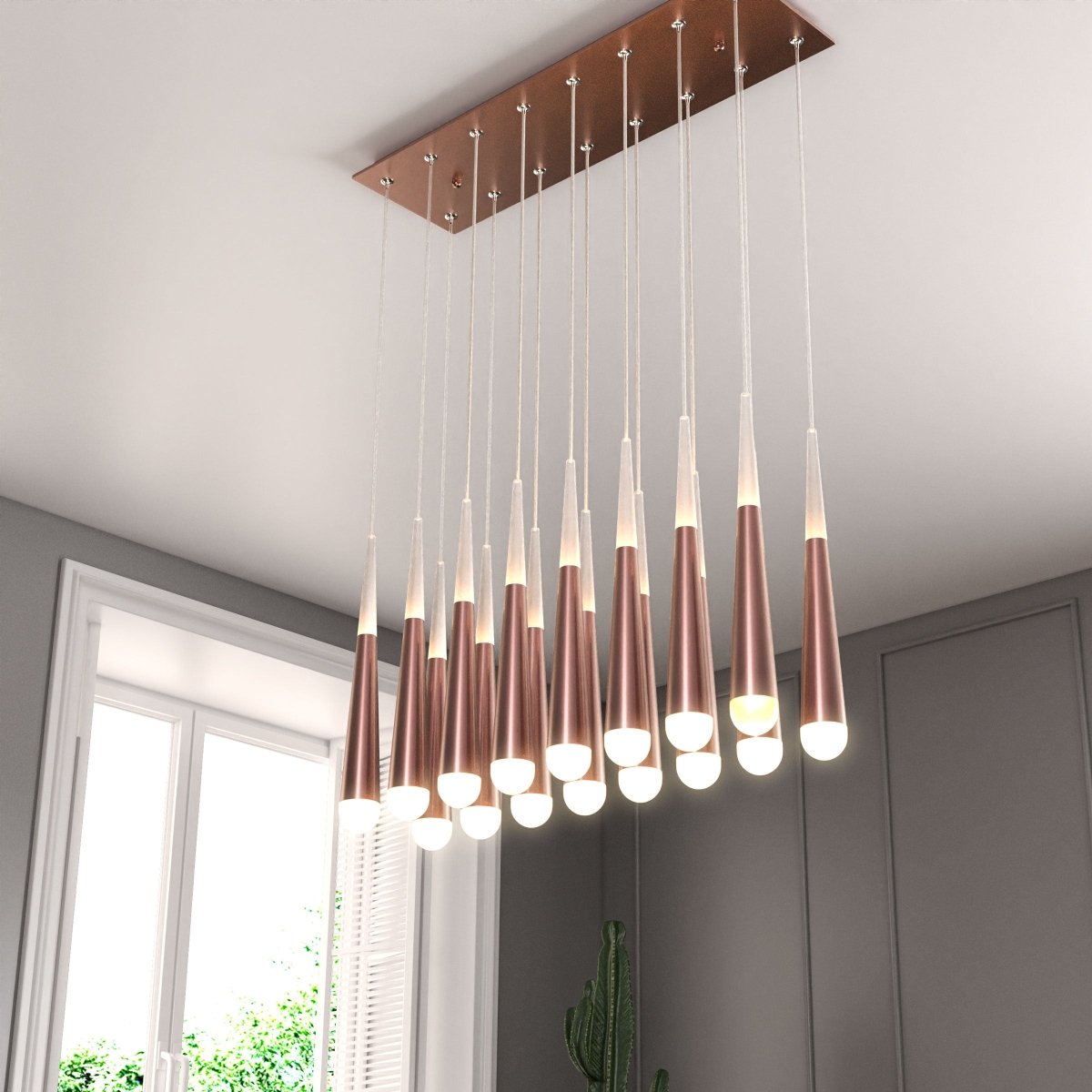 16-Light Chandelier, Industrial Hanging/ Suspension Light Fixture, 112W, 3000K(warm white), 5600LM, Island Pendant Light, Dimmable