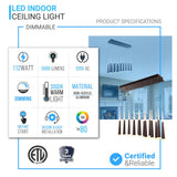 16-Light Chandelier, Industrial Hanging/ Suspension Light Fixture, 112W, 3000K(warm white), 5600LM, Island Pendant Light, Dimmable