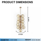 16-Light Modern Glass Ball Bubble Chandelier New Brass Finish Hardware with Mercury Glass, E12 Base - 25” D x 43“H