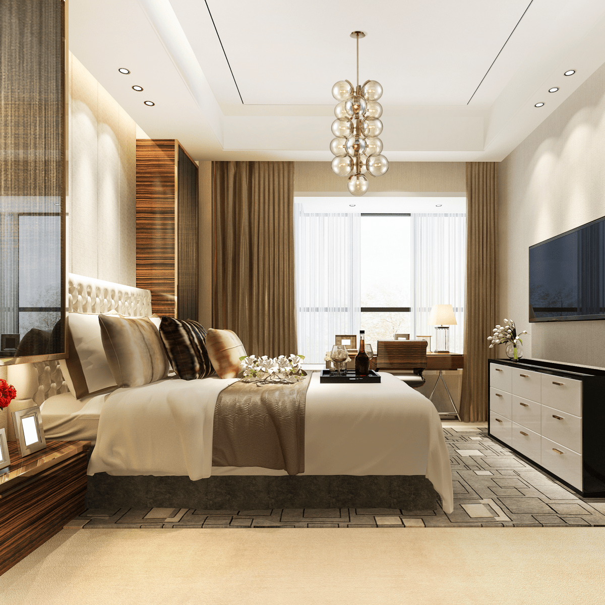 16-Light Modern Glass Ball Bubble Chandelier New Brass Finish Hardware with Mercury Glass, E12 Base - 25” D x 43“H