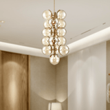16-Light Modern Glass Ball Bubble Chandelier New Brass Finish Hardware with Mercury Glass, E12 Base - 25” D x 43“H