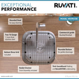 16 x 16 inch Bar Prep Sink Undermount 16 Gauge Stainless Steel