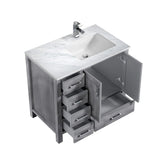 Jacques 84 in. Bathroom Freestanding Bathroom Vanity With Undermount Ceramic Sink, White Carrara Marble