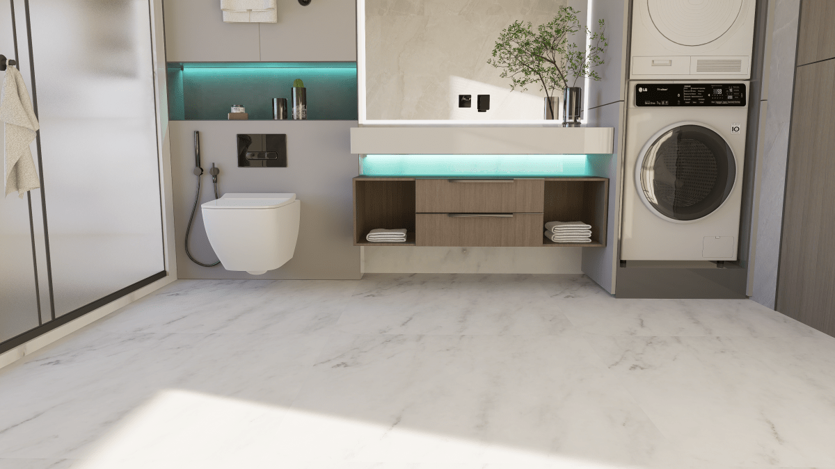 18 X 18 In Bianco Venatino Honed Marble