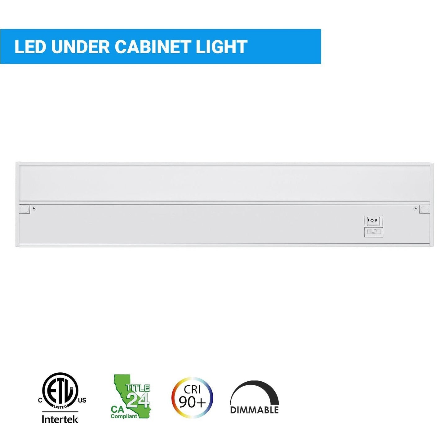 Under Cabinet LED Lighting, Dimmable, CRI90, White Finished, Direct Plug-in, Linkable, Color Changeable (3000K/4000K/5000K) Under Counter Lights for Kitchen, Desk, Workspace