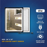 Frontlit/Backlit LED Lighted Bathroom Vanity Mirror with Frame, Anti-Fog, Touch Button, CRI 90+, Adjustable CCT & Memory, Magnum Style