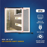 Frontlit/Backlit LED Lighted Bathroom Vanity Mirror with Frame, Anti-Fog, Touch Button, CRI 90+, Adjustable CCT & Memory, Magnum Style