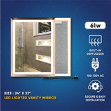Frontlit/Backlit LED Lighted Bathroom Vanity Mirror with Frame, Anti-Fog, Touch Button, CRI 90+, Adjustable CCT & Memory, Magnum Style