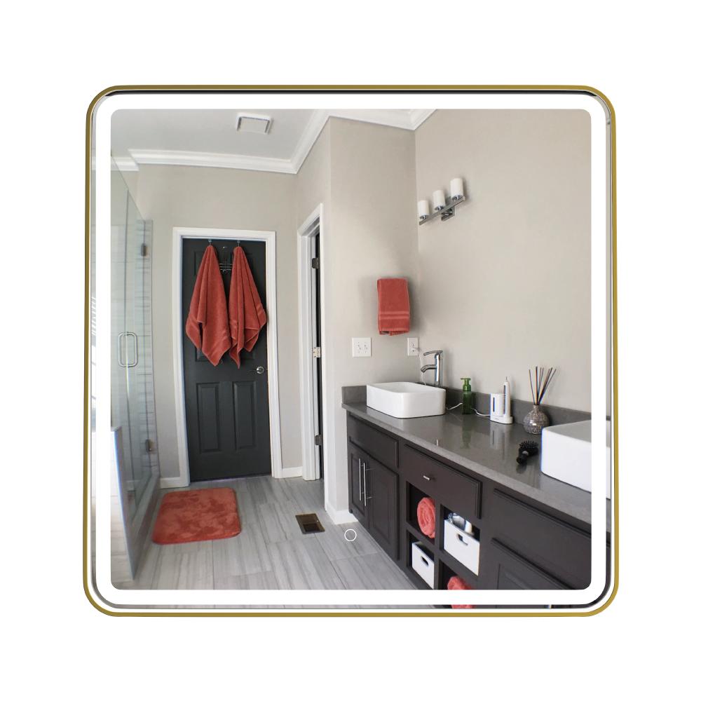 LED Lighted Bathroom Vanity Mirror With Shelf, Wall-Mounted, Touch Switch,  Anti-Fog Adjustable Color Temperature & Remembrance, CRI 90+, Lighted Makeup Mirrors, Raven Style