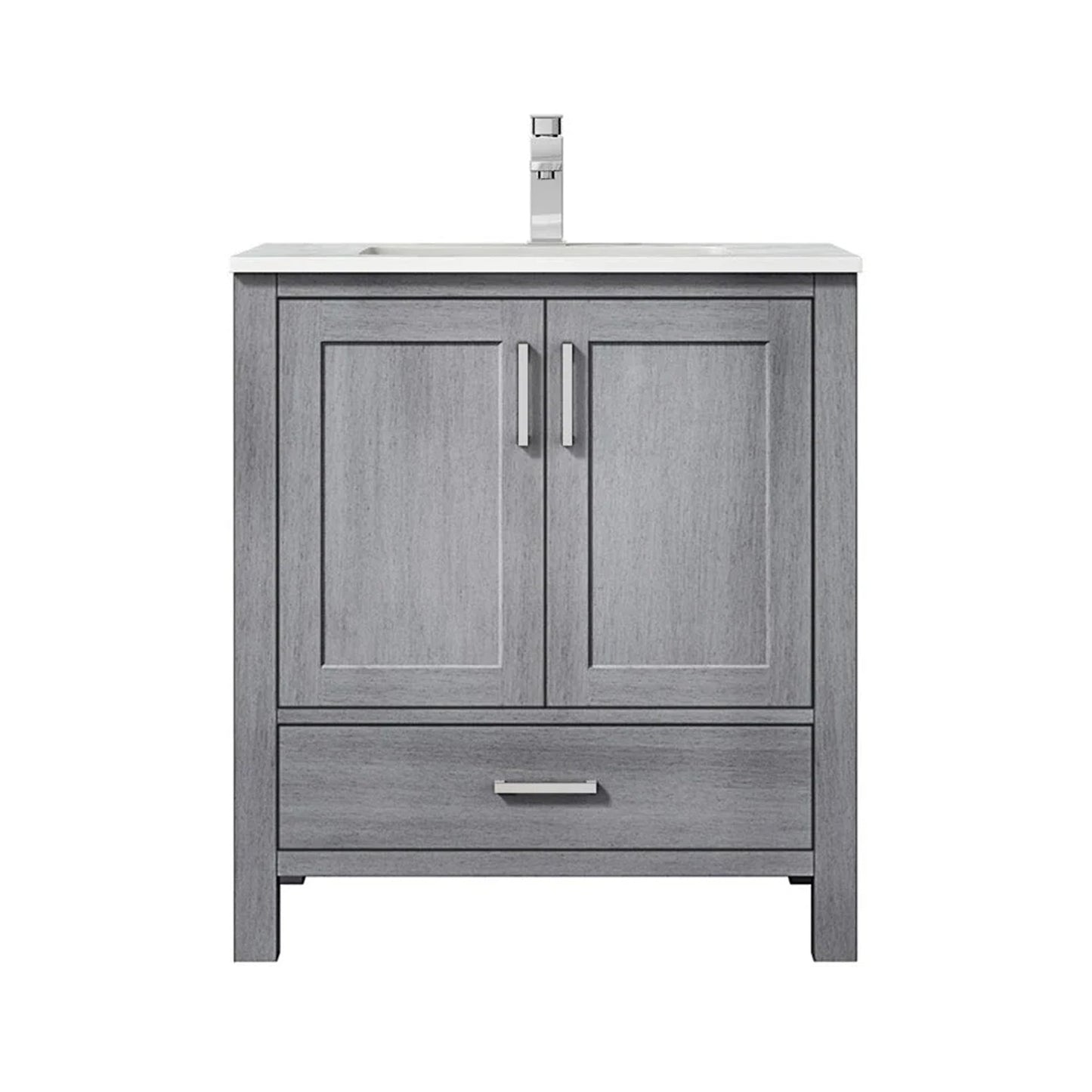 Jacques 84 in. Bathroom Freestanding Bathroom Vanity With Undermount Ceramic Sink, White Carrara Marble