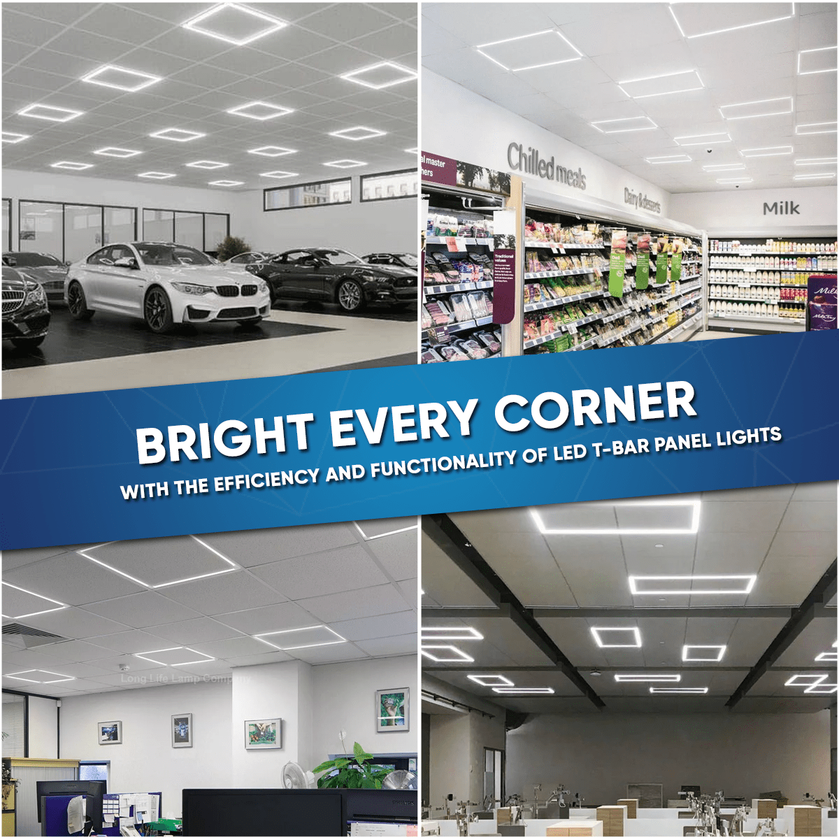 2 ft. x 2 ft. LED T-Bar Panel Light, 20W/30W/40W Wattage adjustable, 3000K/4000K/5000K CCT Changeable, 4800LM, >80 CRI, Dimmable, ETL, DLC Listed, For Offices, Schools, Hospitality, Retail