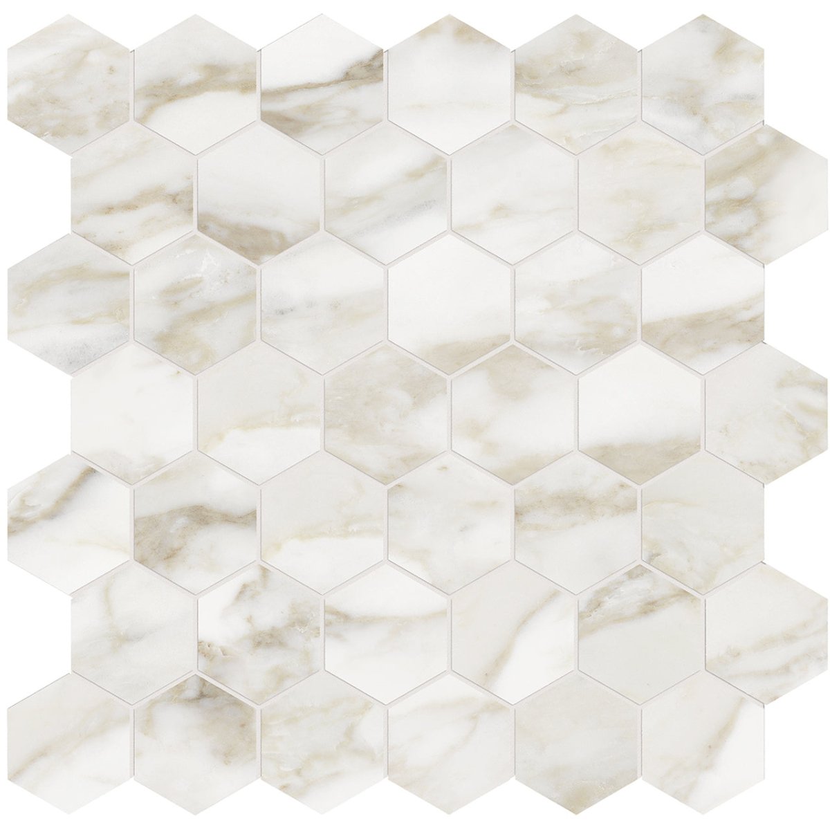 2 In Hexagon La Marca Calacatta Honed Glazed Porcelain Mosaic