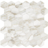 2 In Hexagon La Marca Calacatta Polished Glazed Porcelain Mosaic