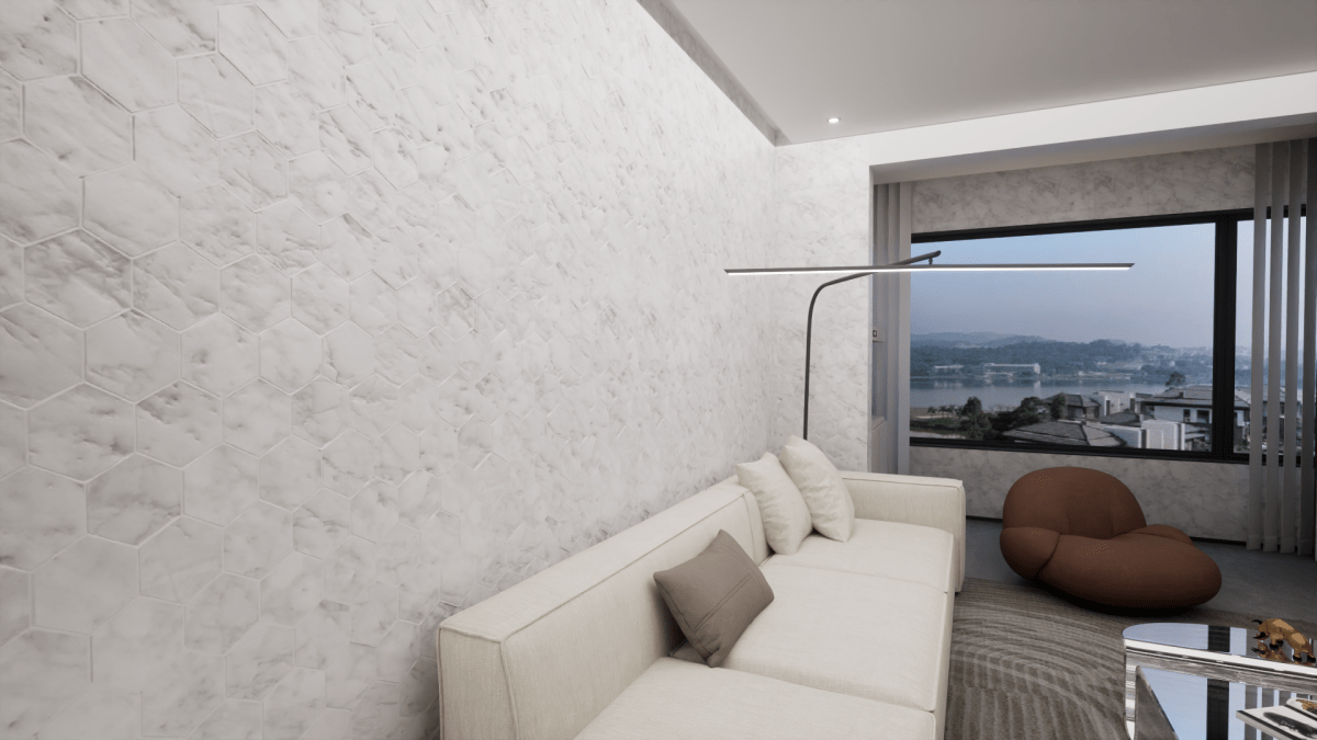 2 In Hexagon La Marca Carrara Honed Glazed Porcelain Mosaic