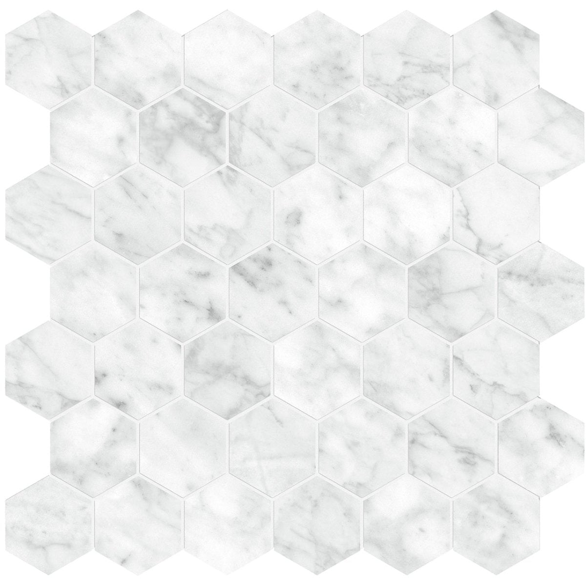 2 In Hexagon La Marca Carrara Honed Glazed Porcelain Mosaic
