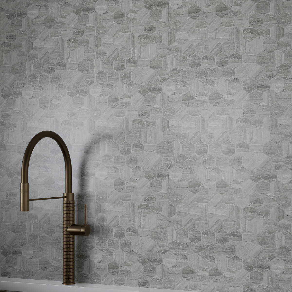 2 In Hexagon La Marca Honed Glazed Porcelain Mosaic