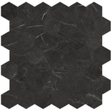 2 In Hexagon La Marca Nero Venato Polished Glazed Porcelain Mosaic