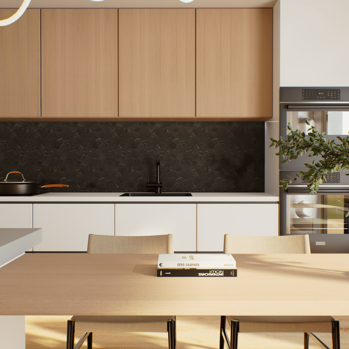 2 In Hexagon La Marca Nero Venato Polished Glazed Porcelain Mosaic