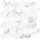 2 In Hexagon La Marca Statuario Polished Glazed Porcelain Mosaic