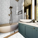 2 In Hexagon Plata Carrara Polished Glazed Porcelain Mosaic