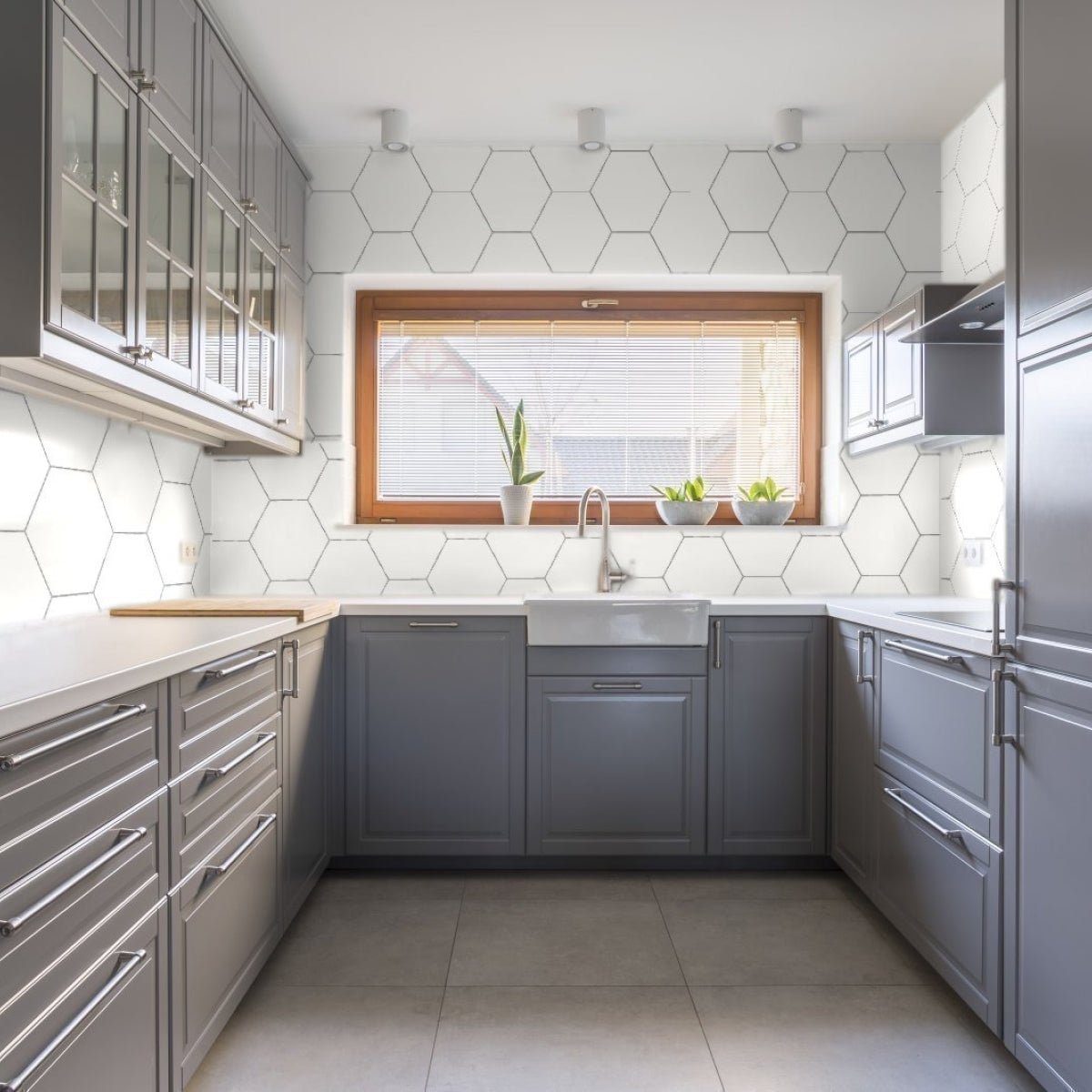 2 In Hexagon Soho Canvas White Matte Glazed Porcelain Mosaic