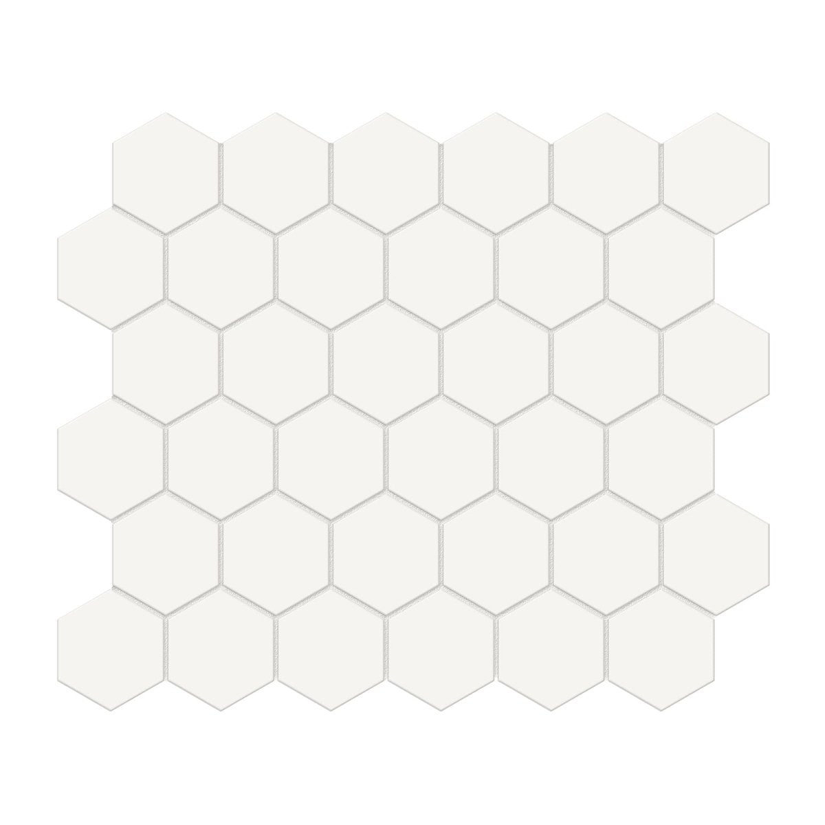 2 In Hexagon Soho Canvas White Matte Glazed Porcelain Mosaic