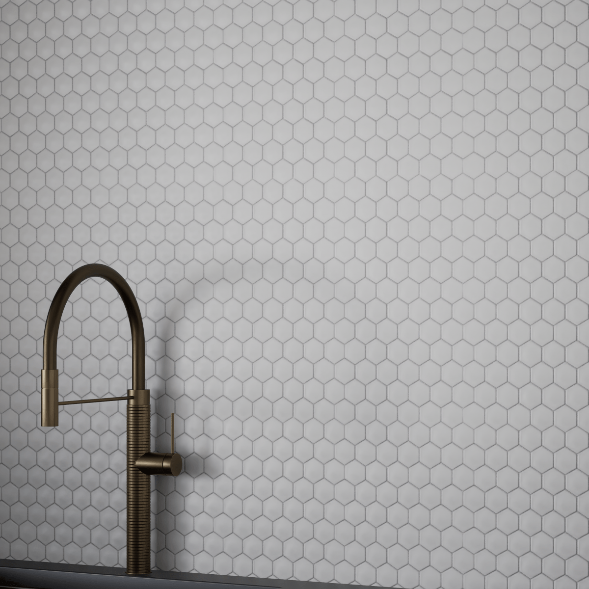 2 In Hexagon Soho Canvas White Matte Glazed Porcelain Mosaic