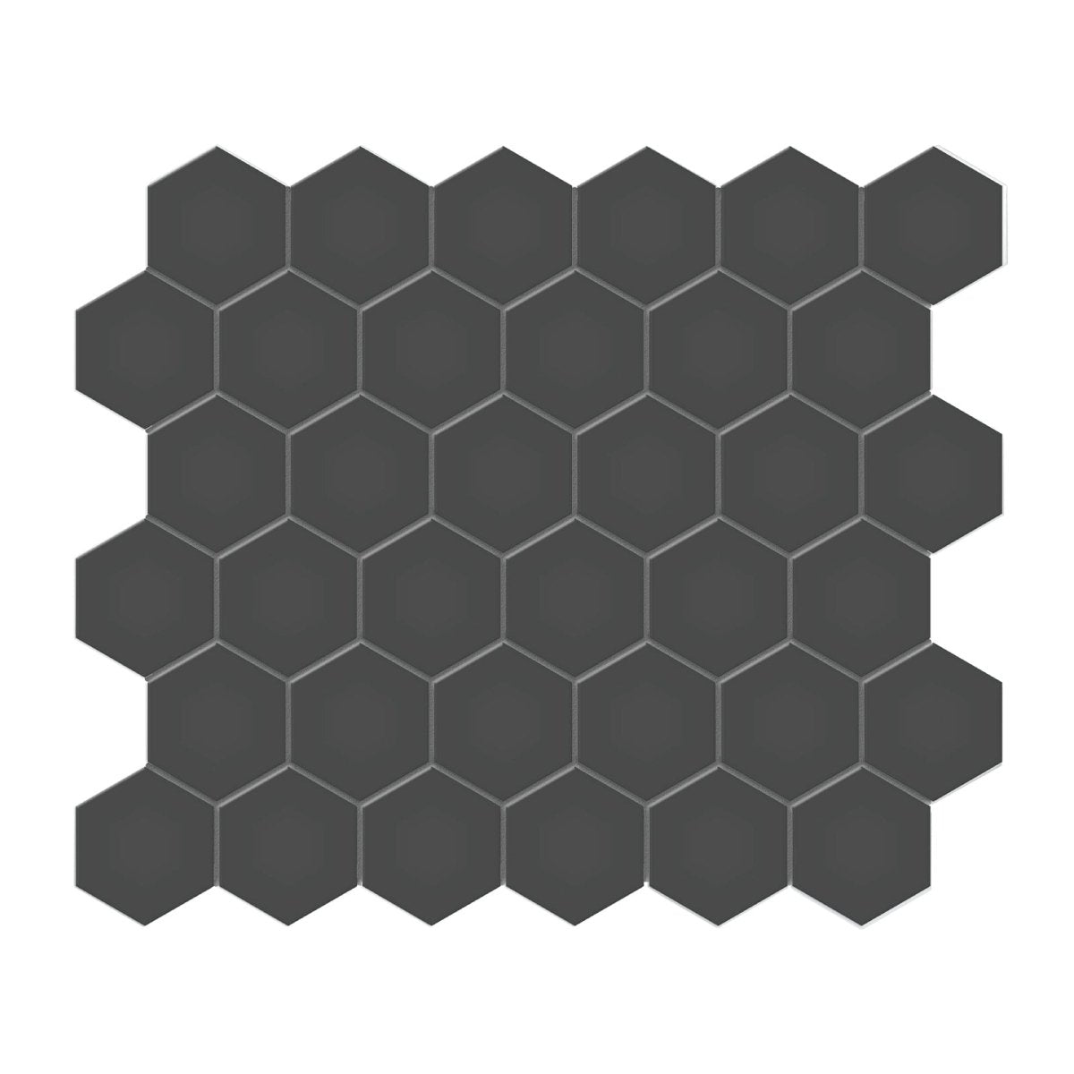 2 In Hexagon Soho Retro Black Matte Unglazed Porcelain Mosaic